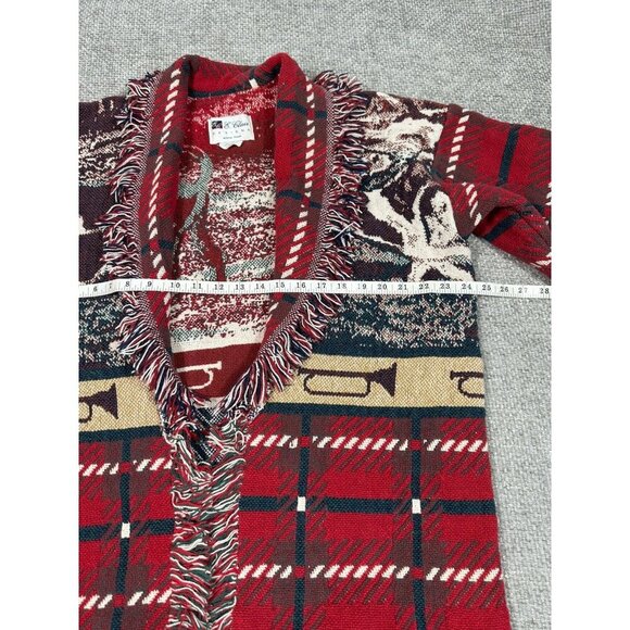 E Clair Designs Jacket Womens OS Blanket Fringe Tapestry Hunting Western Dog - Picture 8 of 16